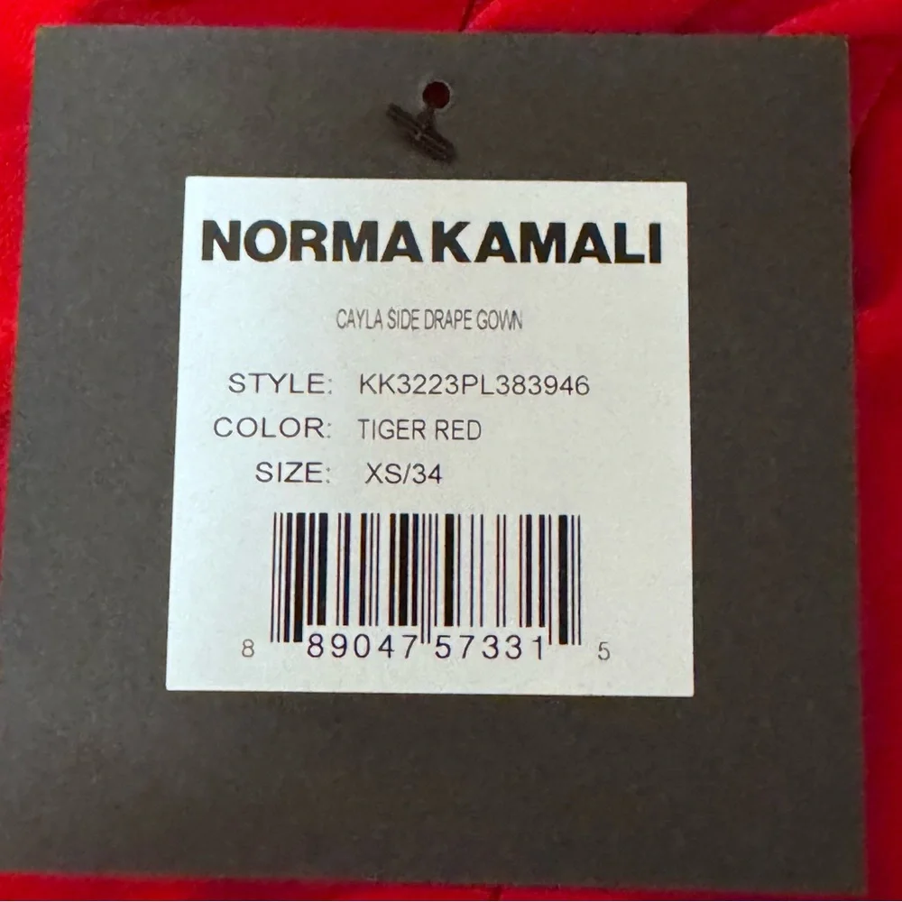 NWT Norma Kamali Red Asymmetrical Bodycon Dress w/ Slit & Ruching - Tiger Red-XS - Picture 7 of 8